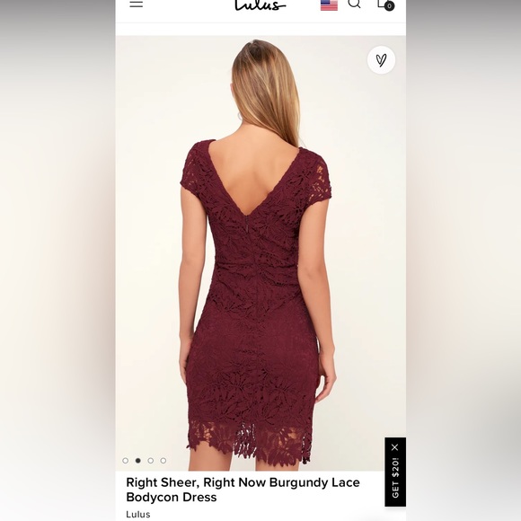 Lulus small burgundy dress right sheer right now wine red - Picture 2 of 7